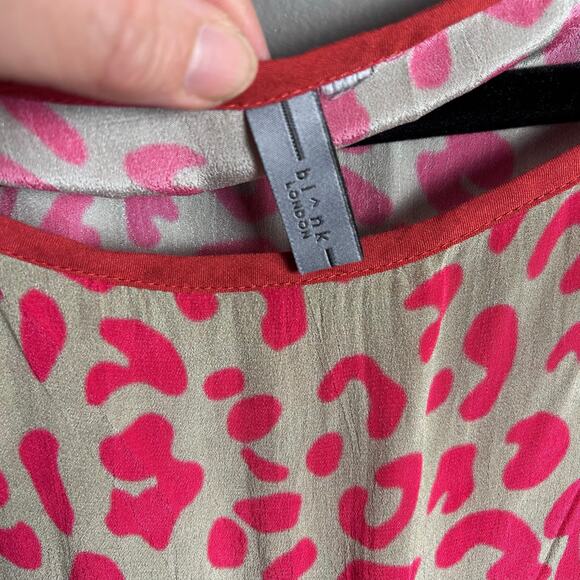 Anthropologie Bl^nk London top XL leopard stripe colorful pink Alinta kaftan - Picture 14 of 16